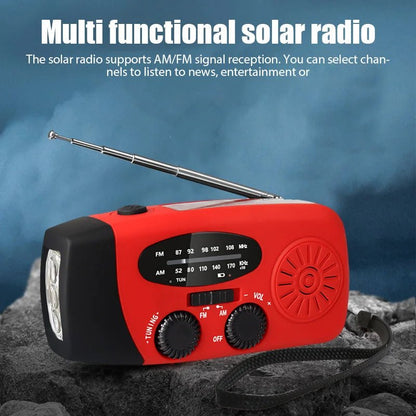 All-in-One Notfallradio mit LED-Licht, Handkurbelstrom und Wetterupdates