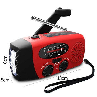 All-in-One Notfallradio mit LED-Licht, Handkurbelstrom und Wetterupdates