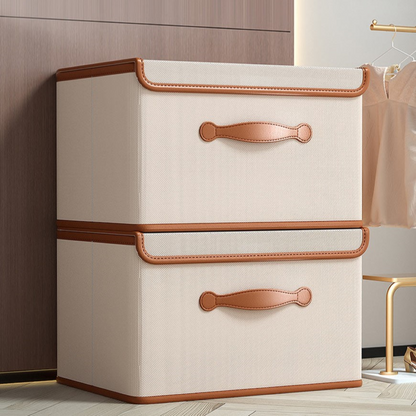 Faltbare Aufbewahrungsbox mit Deckel und Ledergriffen