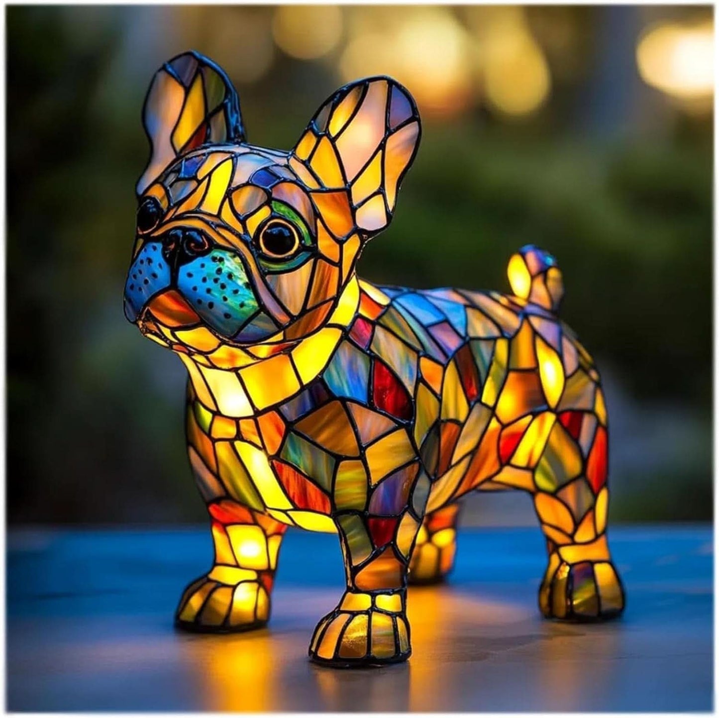 Künstlerische LED Nachtlampe – Schimmernde Hunderasse Statue