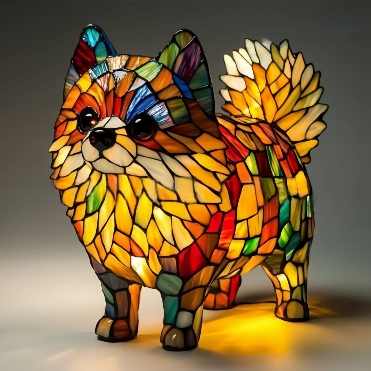 Künstlerische LED Nachtlampe – Schimmernde Hunderasse Statue