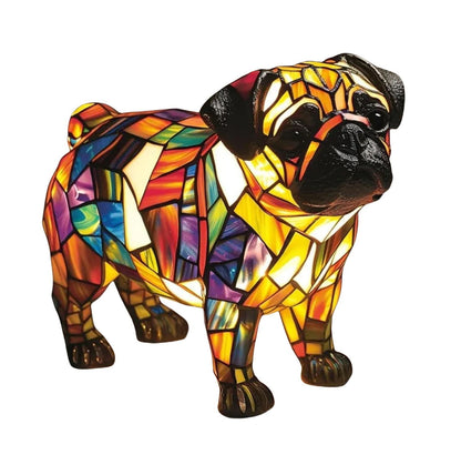 Künstlerische LED Nachtlampe – Schimmernde Hunderasse Statue