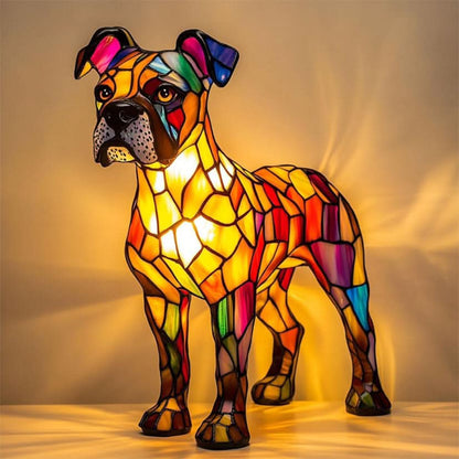 Künstlerische LED Nachtlampe – Schimmernde Hunderasse Statue