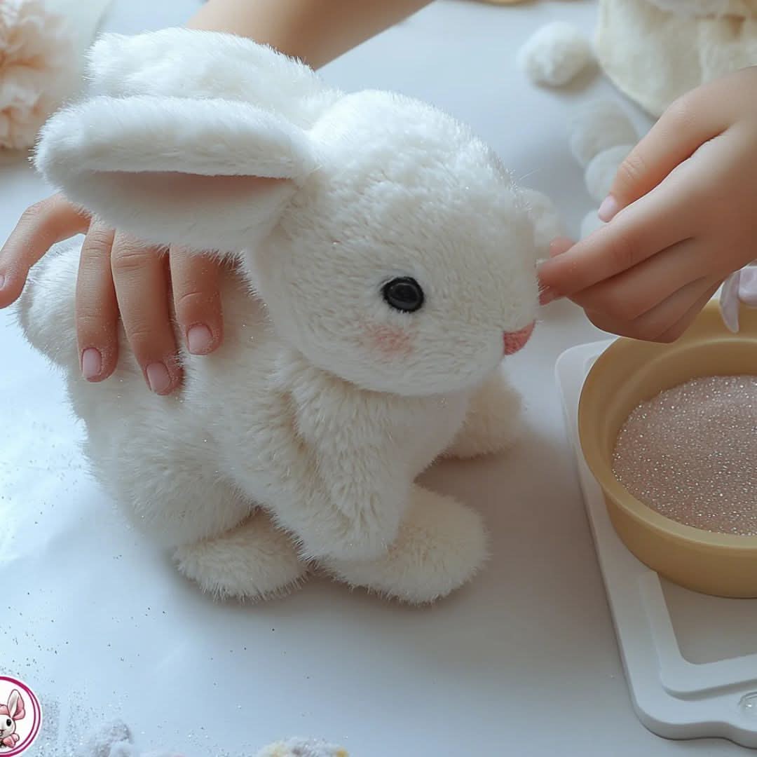 Animierter Hase | Realistischer hüpfender Plüschhase für Kinder