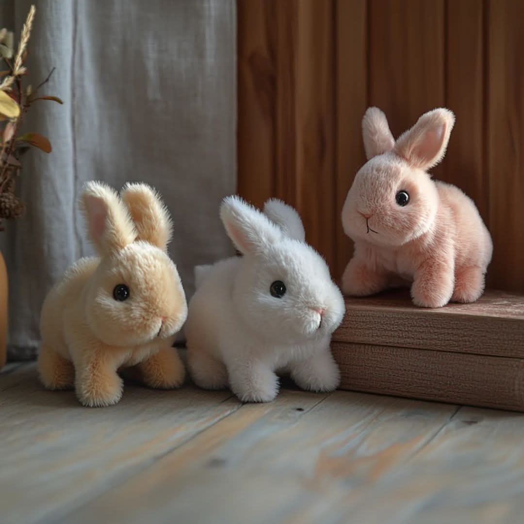 Animierter Hase | Realistischer hüpfender Plüschhase für Kinder