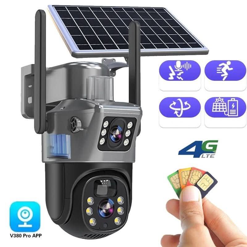 Kabellose 4K Sicherheitskamera mit Solarpanel und 360° Rundumblick