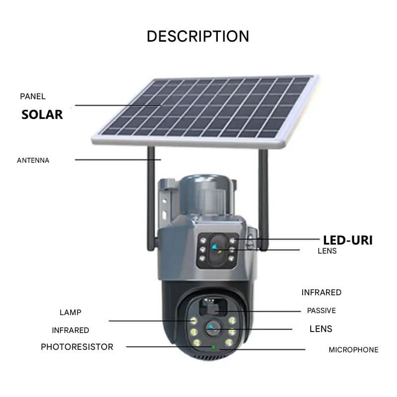 Kabellose 4K Sicherheitskamera mit Solarpanel und 360° Rundumblick
