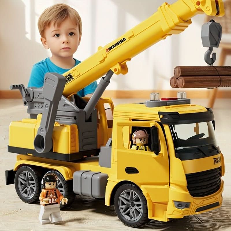 Kranwagen Spielzeug mit Licht & Sound für kreativen Bau-Spaß