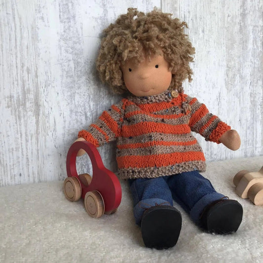 Handgemachte Waldorf-Puppe aus reiner Baumwolle mit einem weichen 30 cm Körper für Kinder