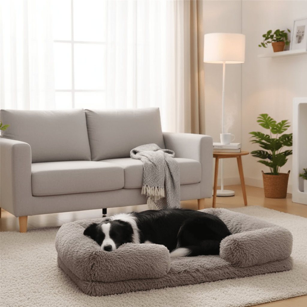 Memory Foam Hundebett mit Plüsch-Seitenstützen