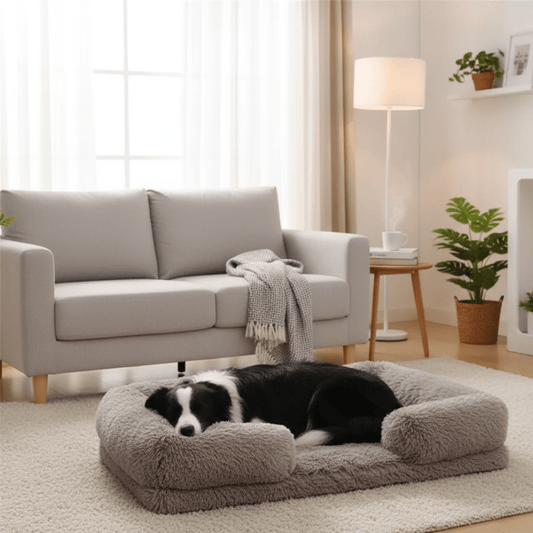 Memory Foam Hundebett mit Plüsch-Seitenstützen