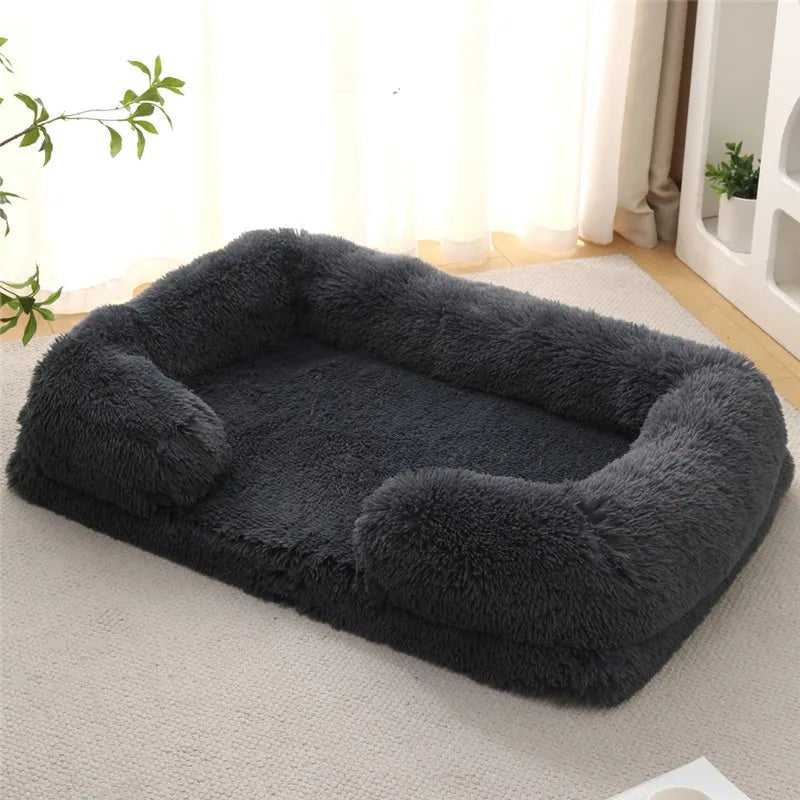 Memory Foam Hundebett mit Plüsch-Seitenstützen