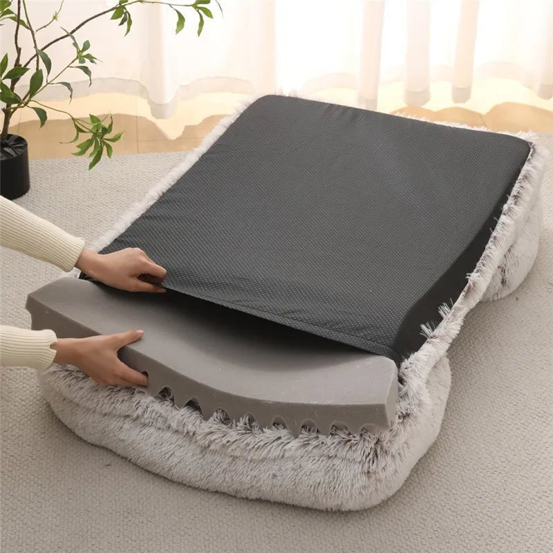 Memory Foam Hundebett mit Plüsch-Seitenstützen