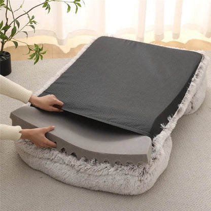 Memory Foam Hundebett mit Plüsch-Seitenstützen