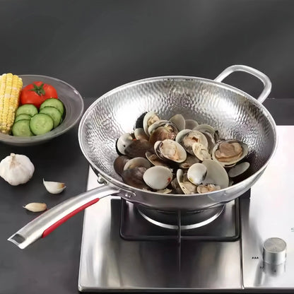 Premium Titan-Wok mit rundem Boden für Induktionsherde und müheloses Pfannenrühren