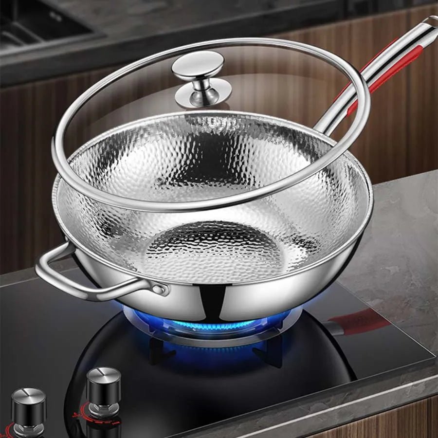 Premium Titan-Wok mit rundem Boden für Induktionsherde und müheloses Pfannenrühren