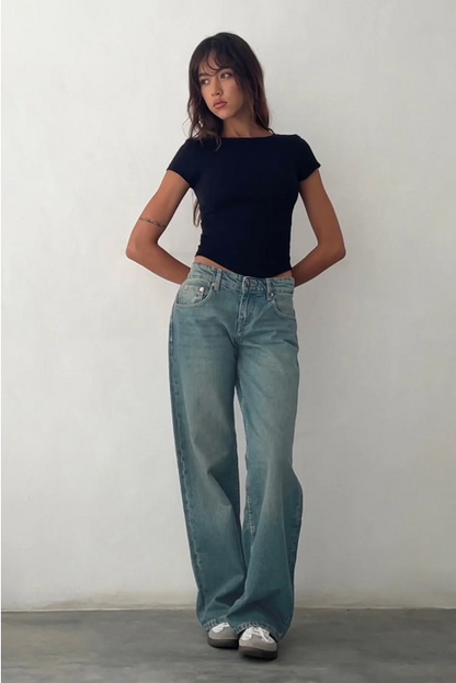 Damen Stretch Baggy Jeans | Lang