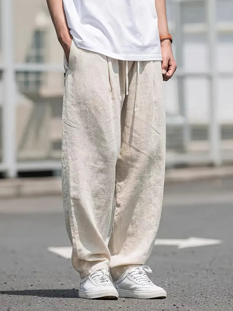 Herren Baggy Sommer Leinenhose | Lässig