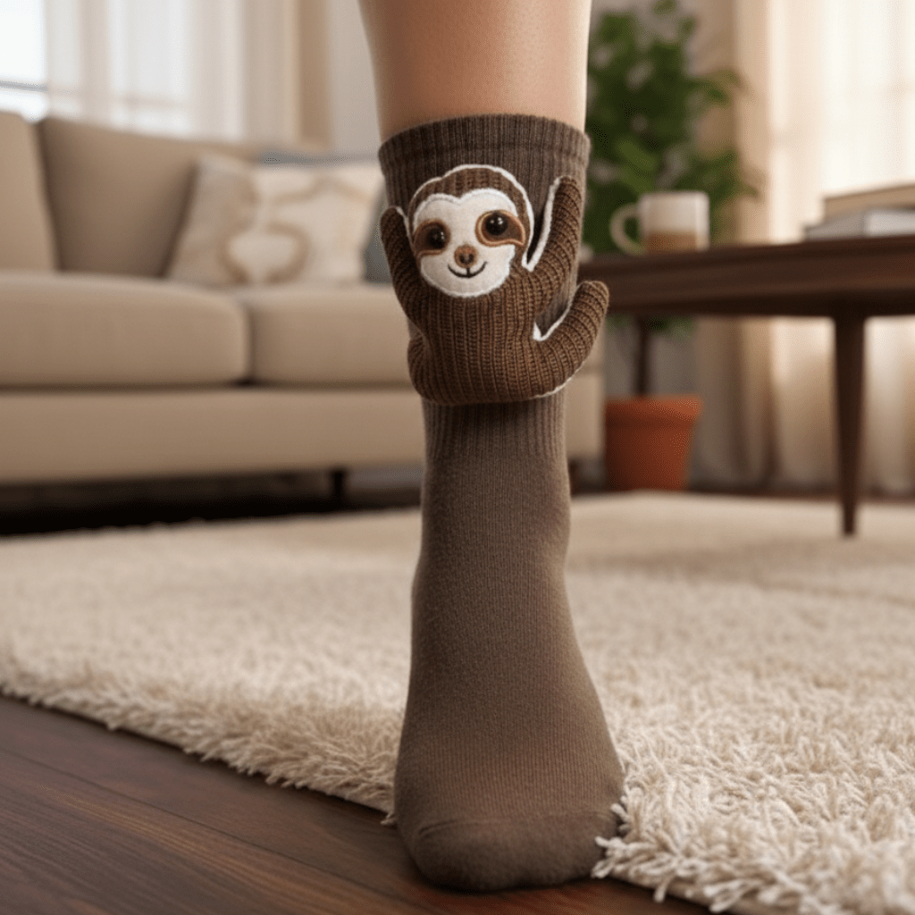 Gemütliche Haussocken mit adorablen 3D-Tierdesign und sicherer rutschfester Sohle