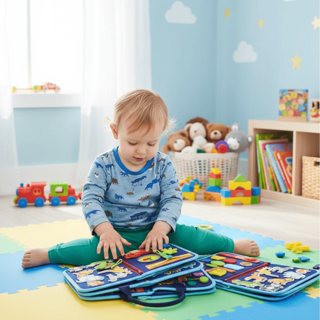 Montessori Aktivitätsboard für motorische Fähigkeiten und spielerisches Lernen