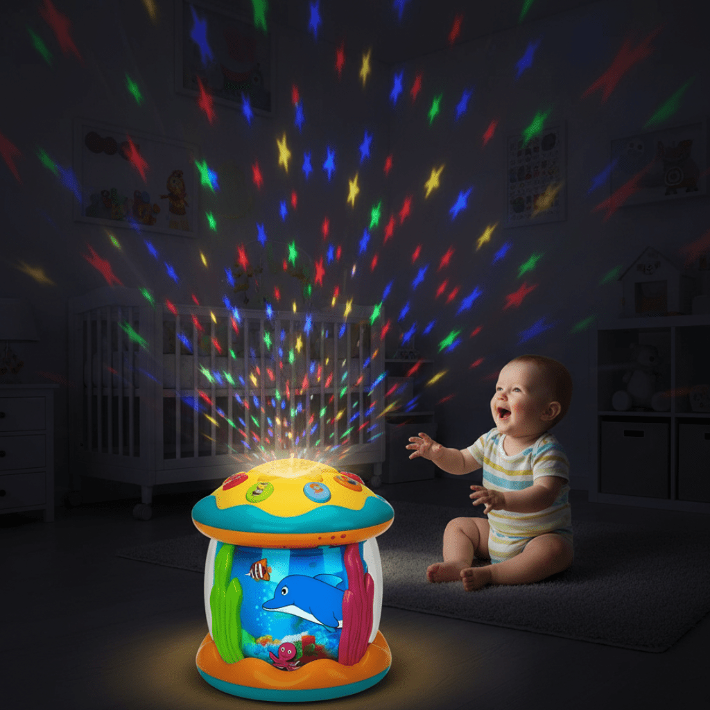 Verzaubernde Babyspielzeug-Trommel mit Licht und Sound