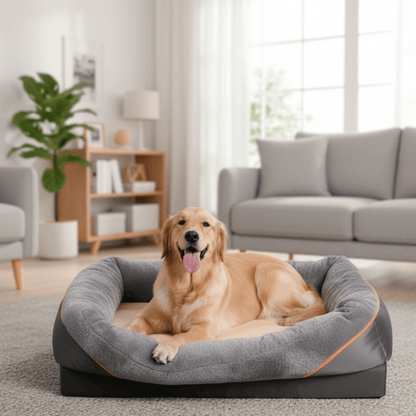 Wasserdichtes Orthopädisches Hundebett mit Erhobenem Kissen & Memory-Schaum-Unterstützung