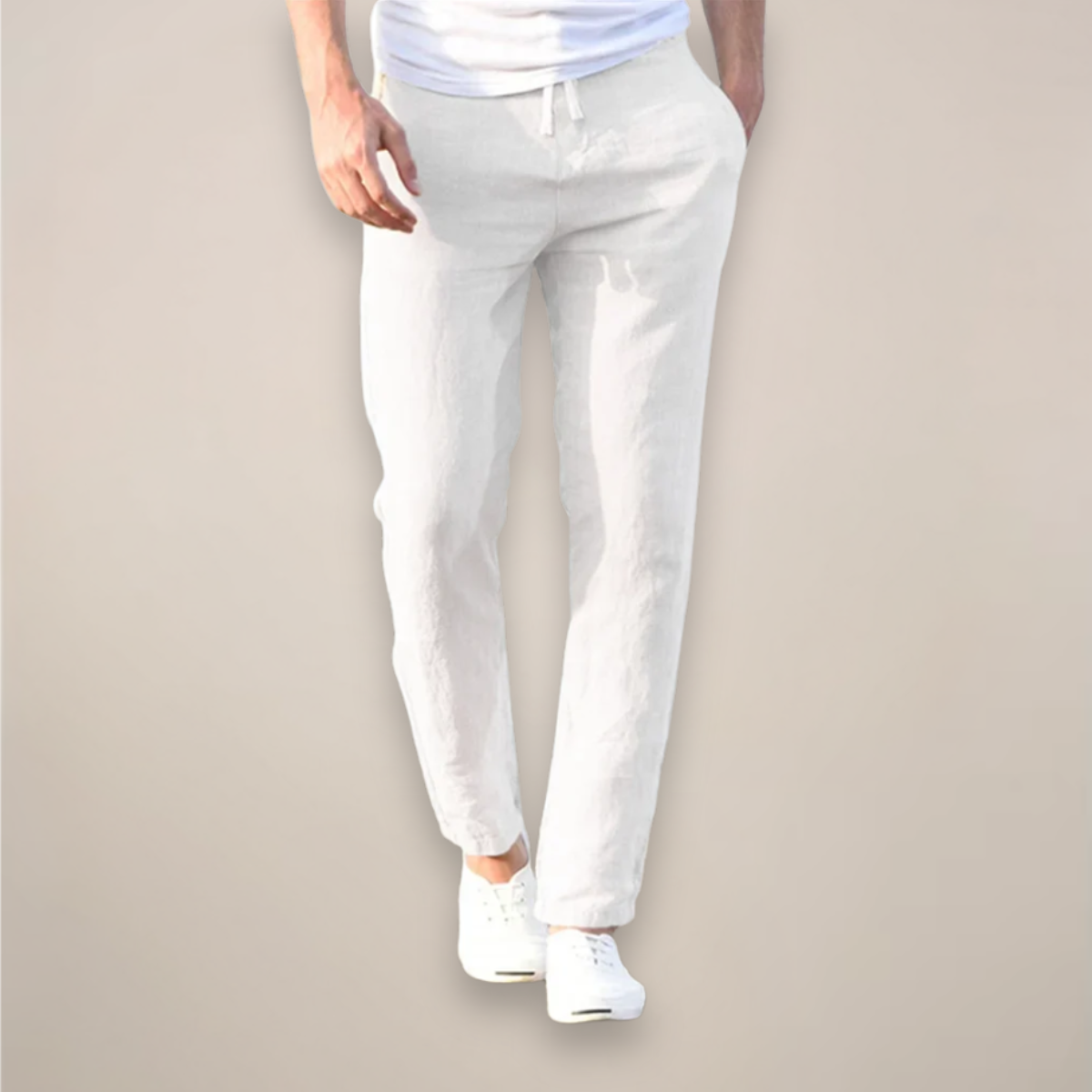 Herren Freizeit-Linenhose mit geradem Bein | Lang