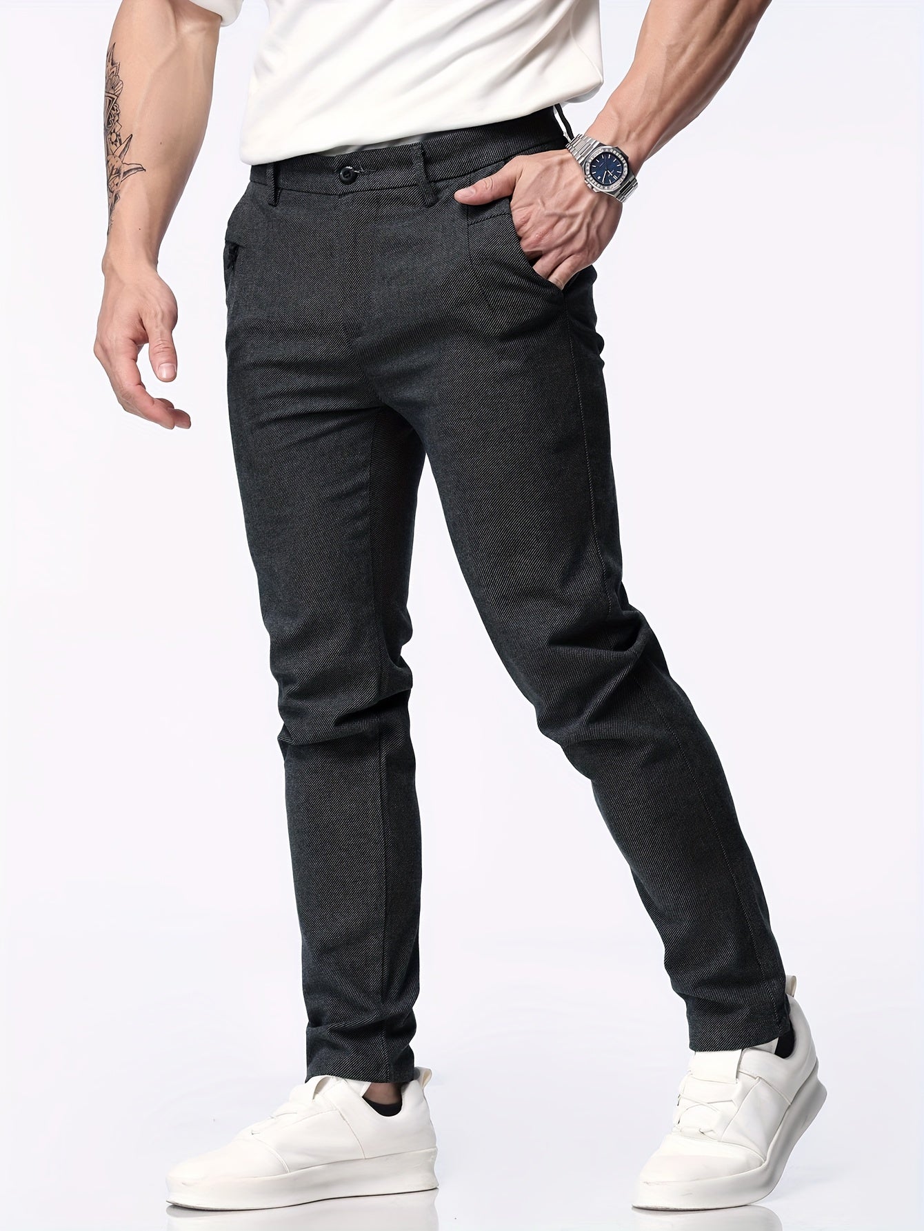 Herren Slim Fit Freizeit Business-Hose | Chino