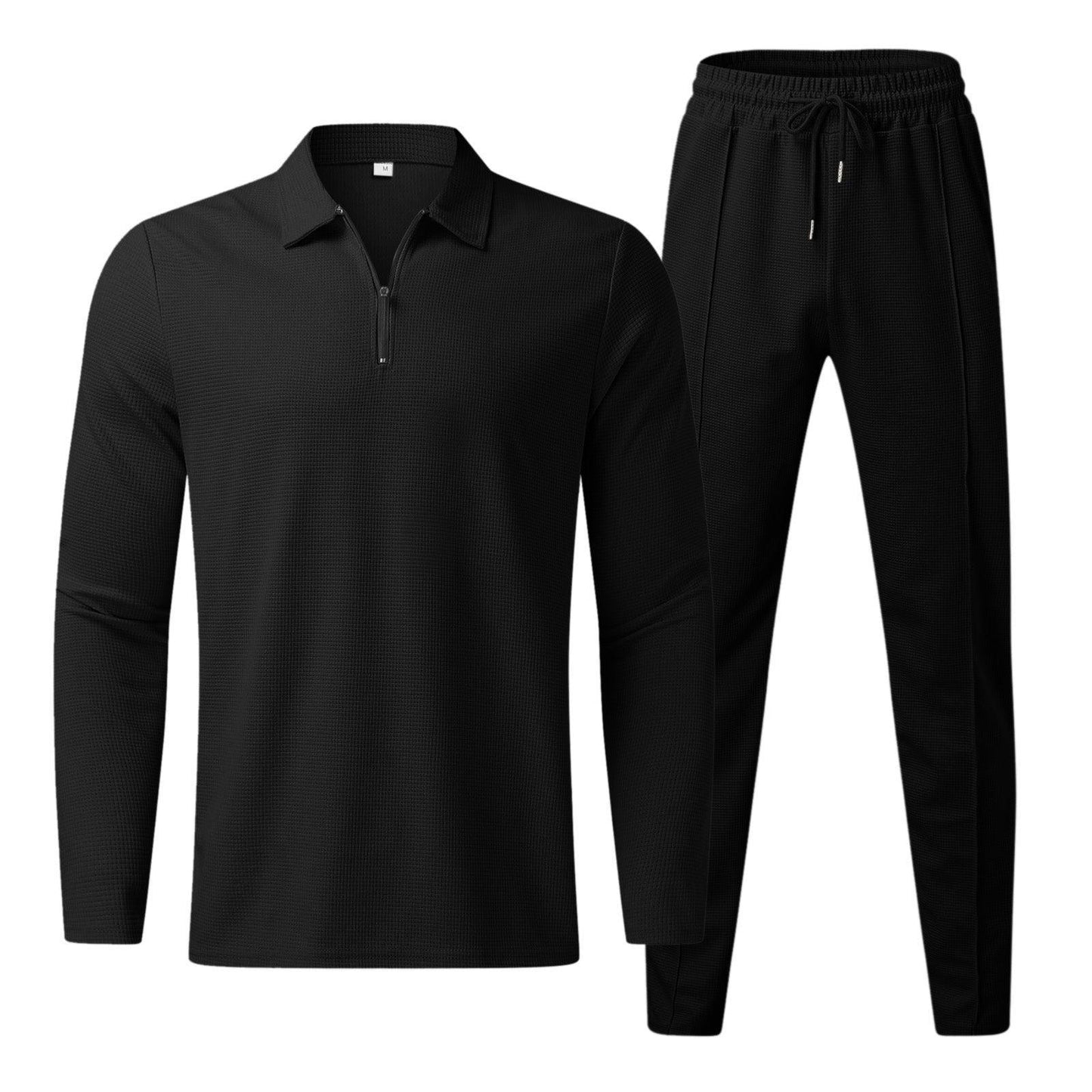 Herren Quarter-Zip Langarm Polo und Hose Set | Lounge Set