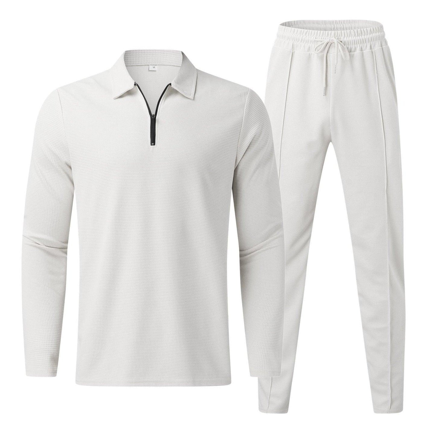 Herren Quarter-Zip Langarm Polo und Hose Set | Lounge Set
