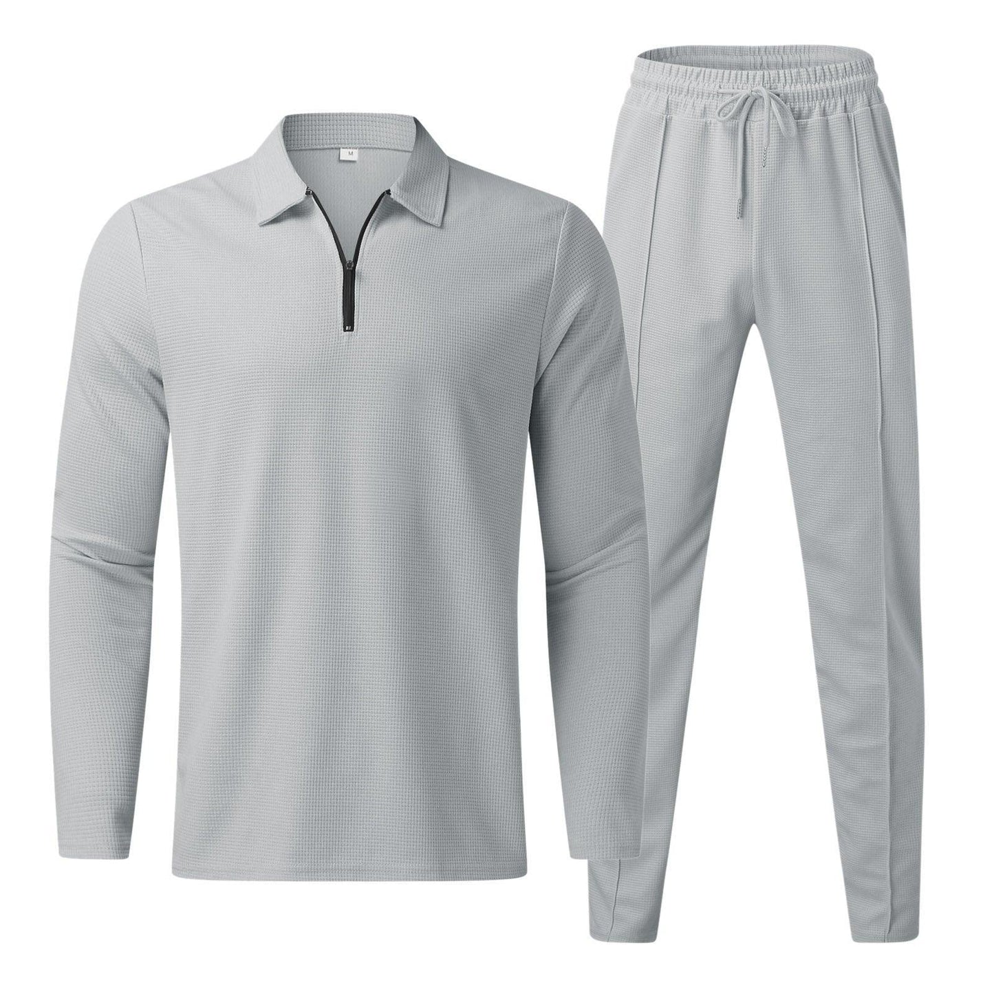 Herren Quarter-Zip Langarm Polo und Hose Set | Lounge Set