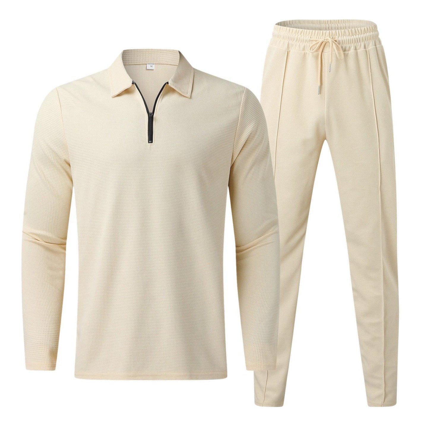 Herren Quarter-Zip Langarm Polo und Hose Set | Lounge Set