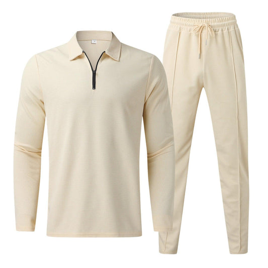 Herren Quarter-Zip Langarm Polo und Hose Set | Lounge Set