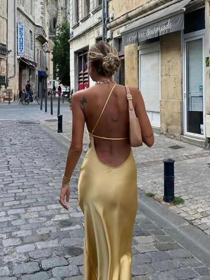 Party Open Back Dress | Yellow