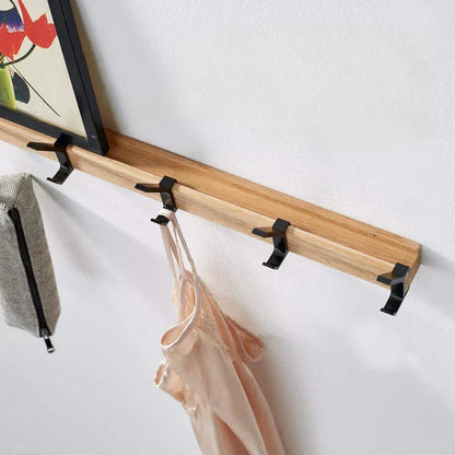 Wandgarderobe mit verstellbaren Doppelhaken | Skandinavisches Design | Holz & Aluminium | Platzsparend & Modern