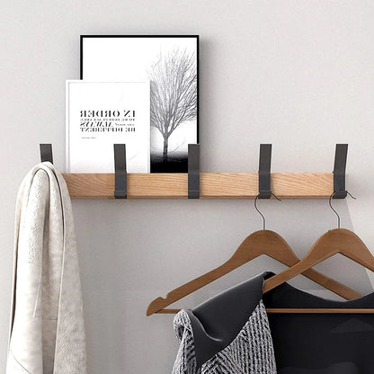 Wandgarderobe mit verstellbaren Doppelhaken | Skandinavisches Design | Holz & Aluminium | Platzsparend & Modern
