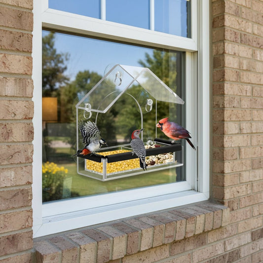 Acryl-Fenster-Vogelfutterspender mit starken Saugnäpfen für die Nahbeobachtung