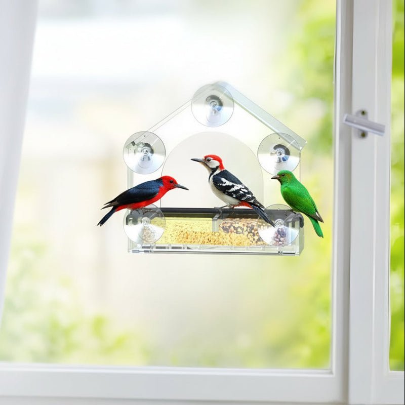 Acryl-Fenster-Vogelfutterspender mit starken Saugnäpfen für die Nahbeobachtung