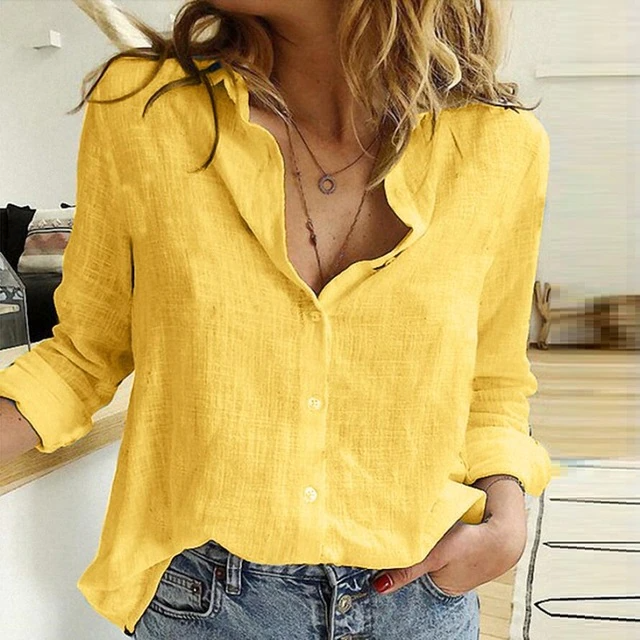 Damen Elegant Knopf Bluse | Langarm