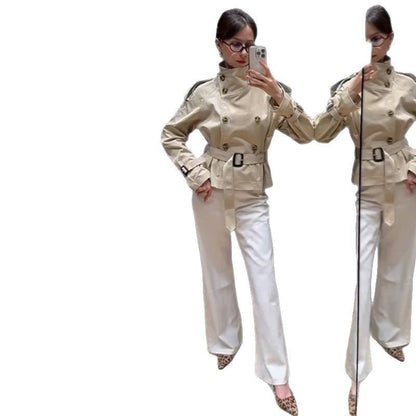 Women's Double Button Trench Coat | Belt