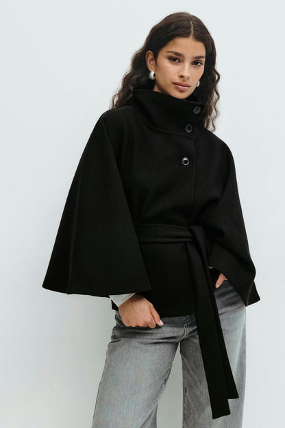 Women's High Collar Coat | Wide Sleeves