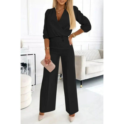 Women's Two Buttons Jumpsuit | V-Neck