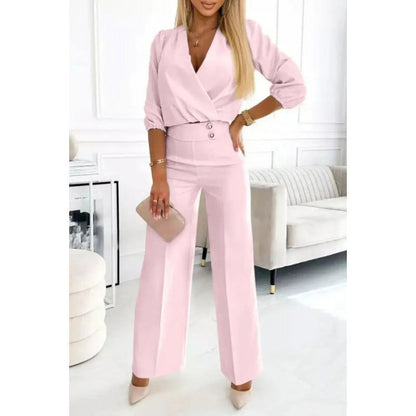 Women's Two Buttons Jumpsuit | V-Neck
