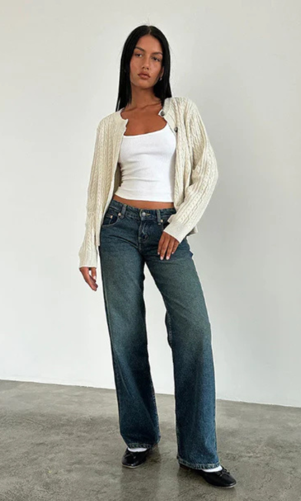 Damen Stretch Baggy Jeans | Lang