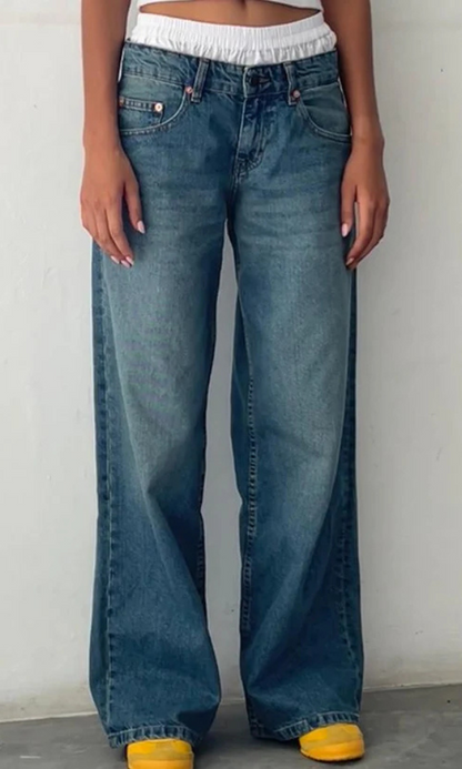 Damen Stretch Baggy Jeans | Lang