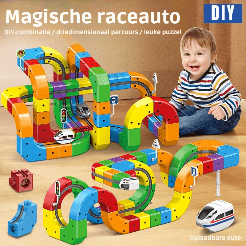 3D Eisenbahn-Bausatz für Kinder mit wiederaufladbarer Lokomotive