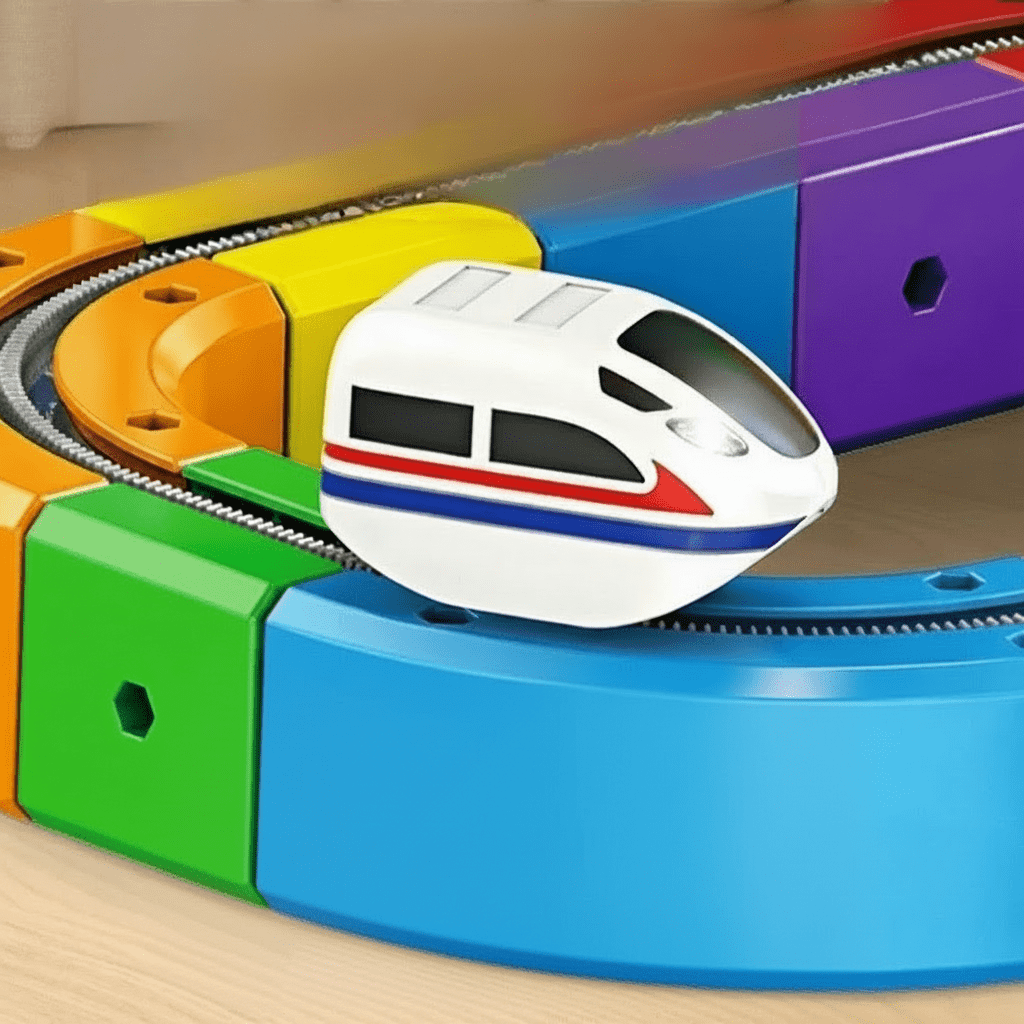 3D Eisenbahn-Bausatz für Kinder mit wiederaufladbarer Lokomotive