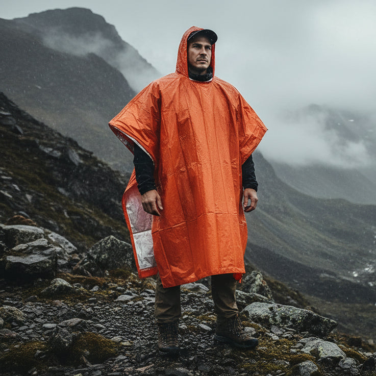 Wiederverwendbarer Notfall-Regenponcho mit Kapuze für Outdoor-Schutz