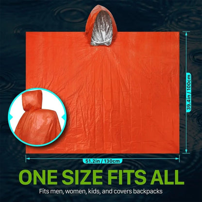 Wiederverwendbarer Notfall-Regenponcho mit Kapuze für Outdoor-Schutz