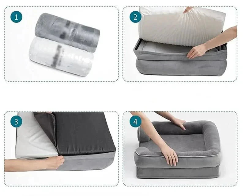 Orthopädisches Hundebett mit abnehmbarem Samtbezug